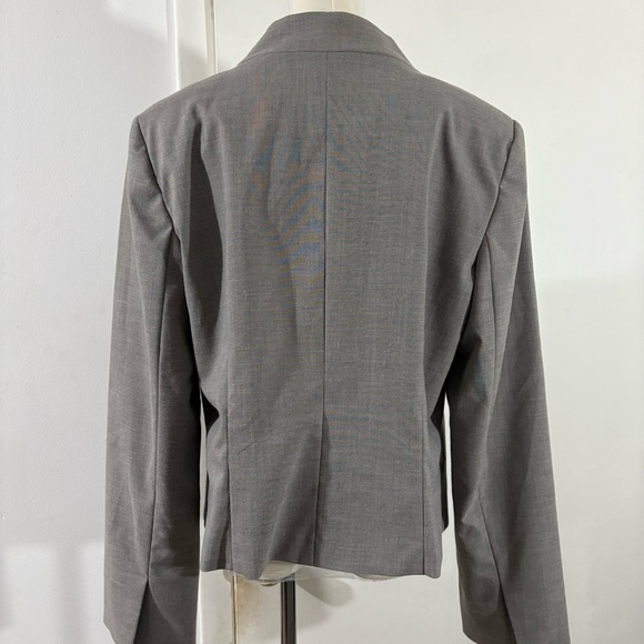 Calvin Klein Women’s Gray Asymmetrical Open Front Blazer Size 14 Career Stretch - Picture 6 of 15